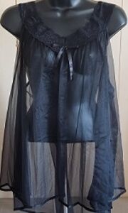 2PC BLACK LACE STRAP BABY DOLL WITH MATCHING PANTY